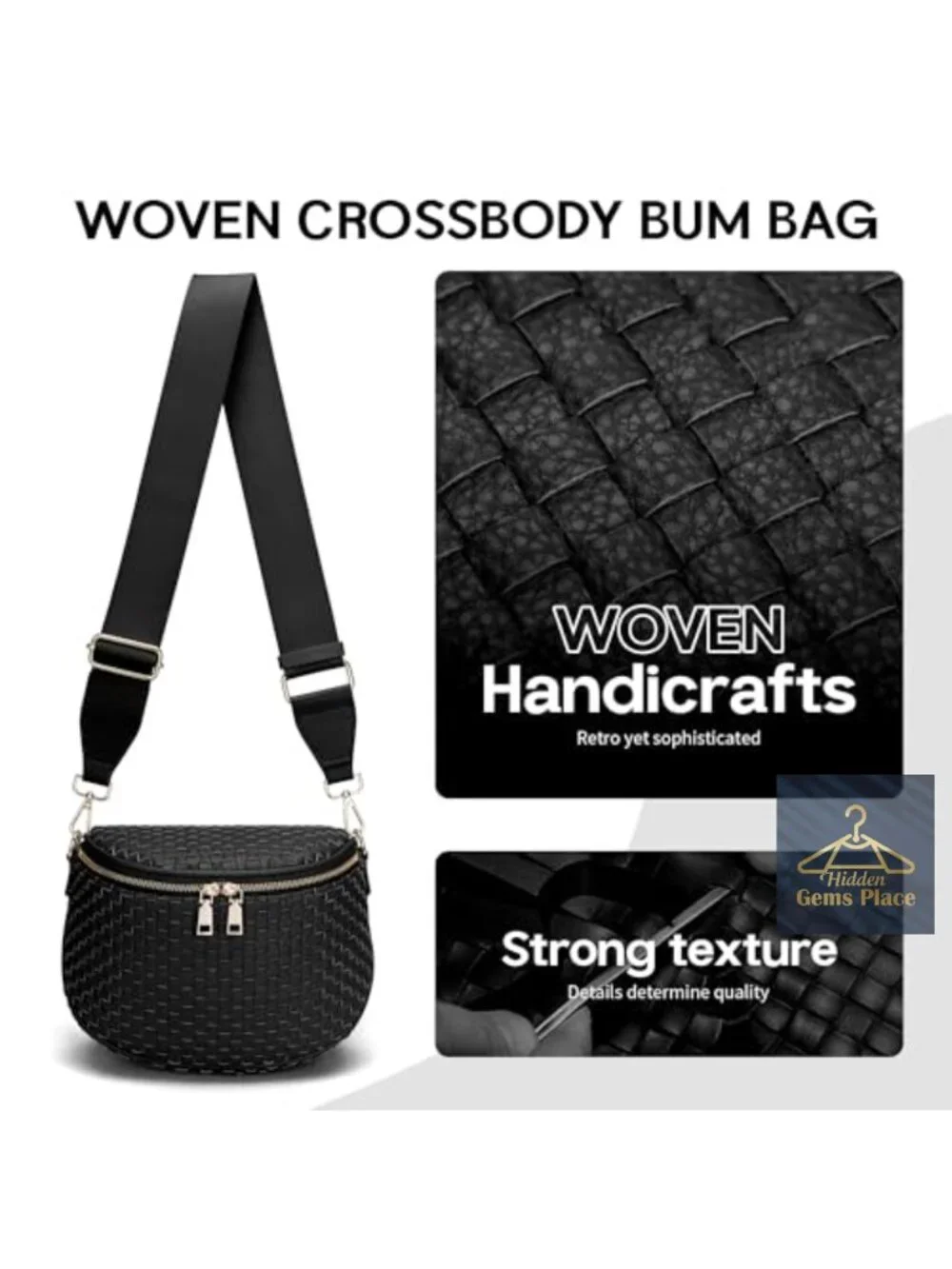 Woven Leather Crossbody Bag with Adjustable Strap